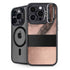 Rose Gold and Black Marble iPhone 14 Pro Kickstand Case